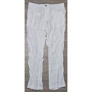 Panama Jack 100% Linen Pants Mens Large White Beach Summer Casual